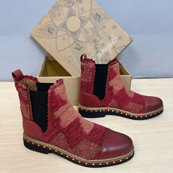 Free People leather textile atlas chelsey shoes boots boho hippie - Picture 1 of 9